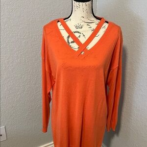 Umgee Orange V-Neck Blouse